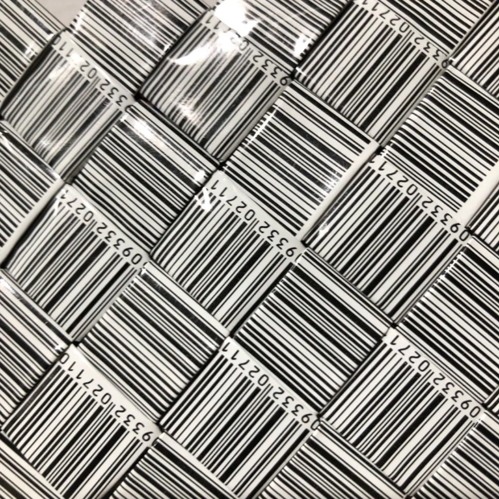 Nahui Ollin Candy Wrapper Wristlet, Barcode Black and White